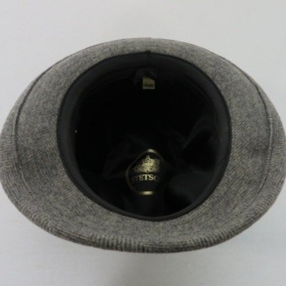 Grey Wool Herringbone Fedora Hat - Picture 2 of 4